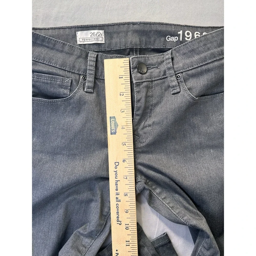 Gap 1969 Perfect Boot 26/2r Gray Jeans Pants‎ With Wear On Hem Western